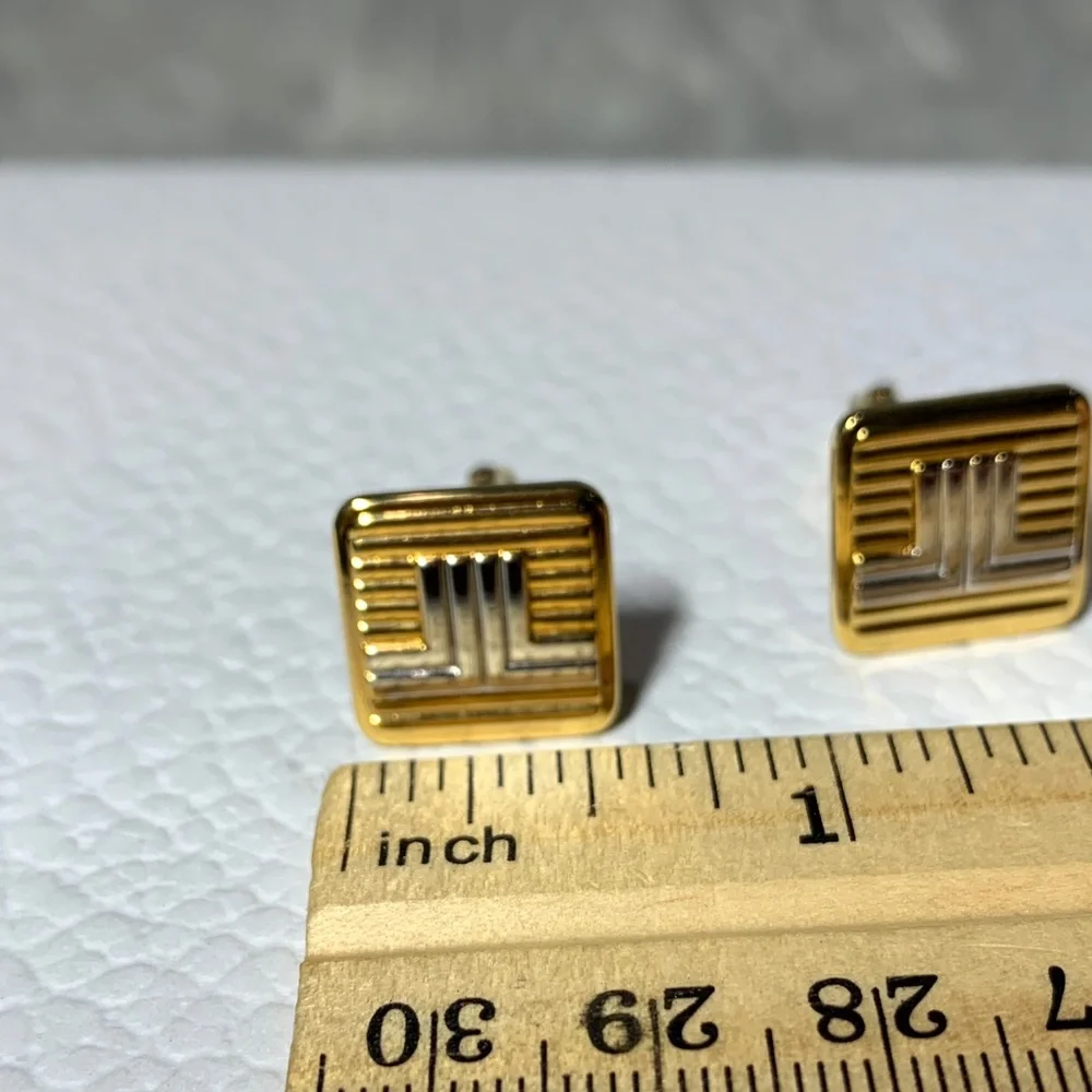 LANVIN Logo Cufflinks in Goldtones and Silvertones